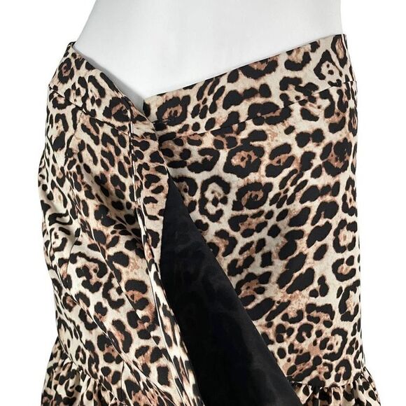 Forever 21 Women’s Medium Cheetah Print Wrap Mini Skirt Ruffled Hem Yellow - Picture 5 of 7